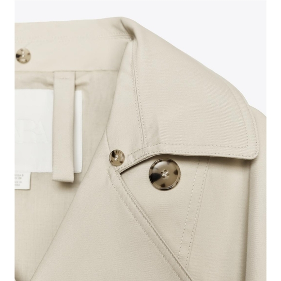 ZARA WATER REPELLENT SHORT TRENCH COAT FUR Size XL - Picture 8 of 16